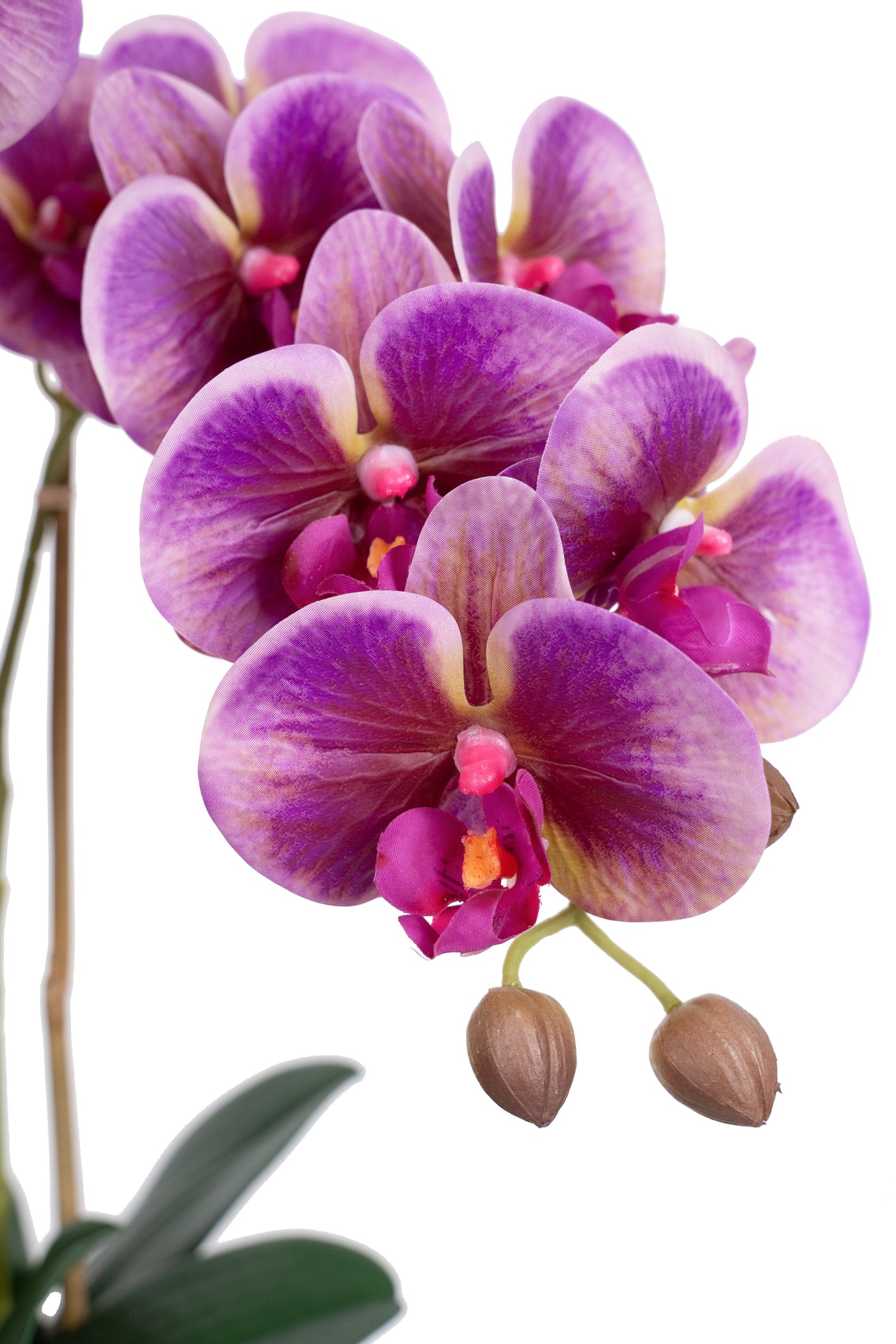 Orhidee artificiala mov cu roz cu aspect natural H55 cm cu 3 tulpini