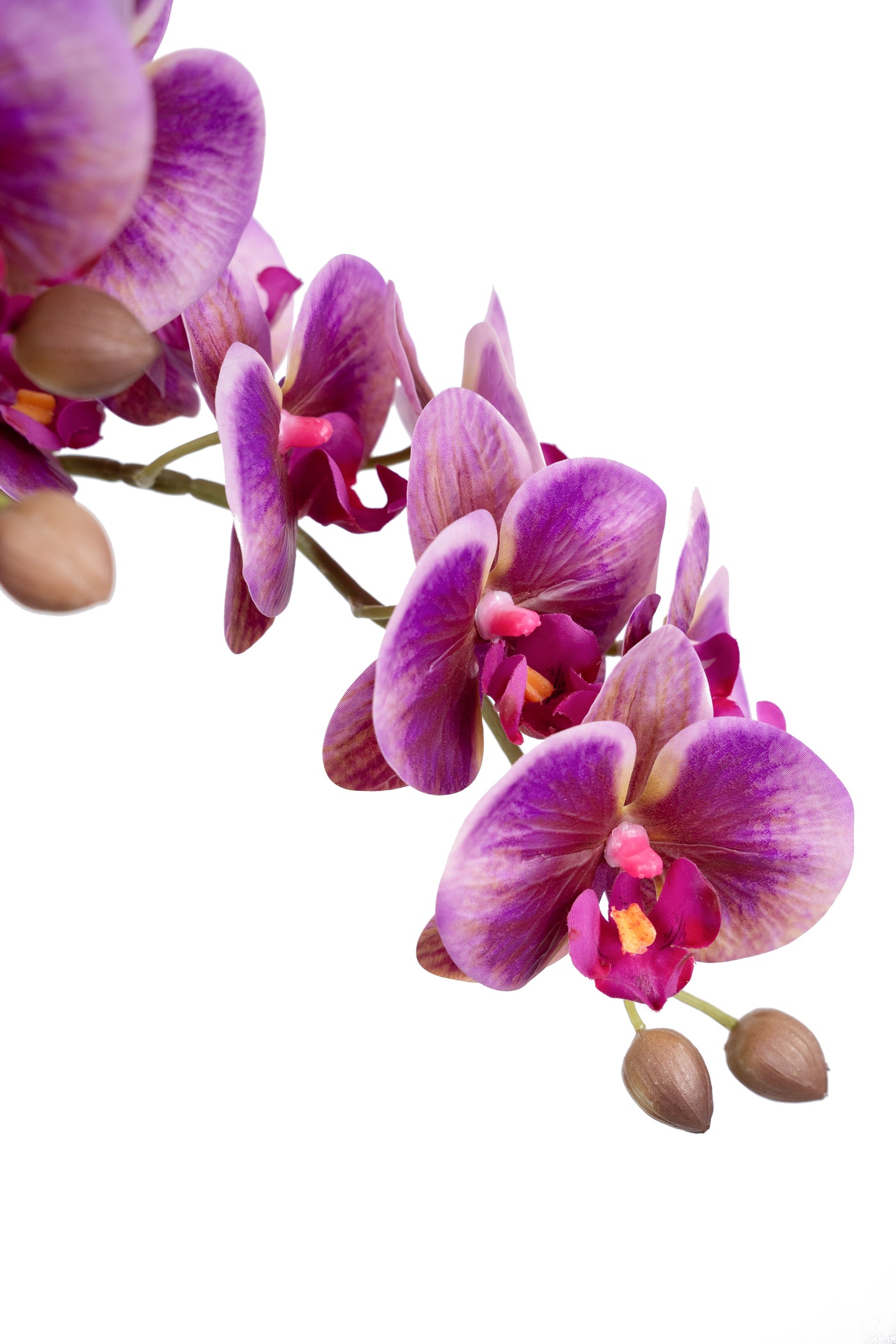 Orhidee artificiala mov cu roz cu aspect natural H55 cm cu 3 tulpini