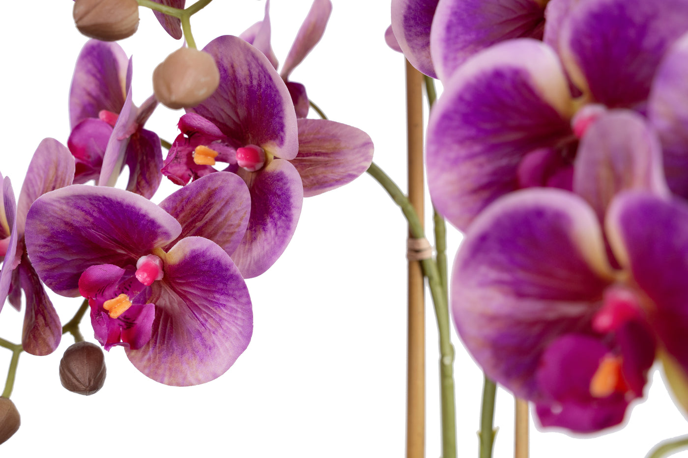 Orhidee artificiala mov cu roz cu aspect natural H55 cm cu 3 tulpini