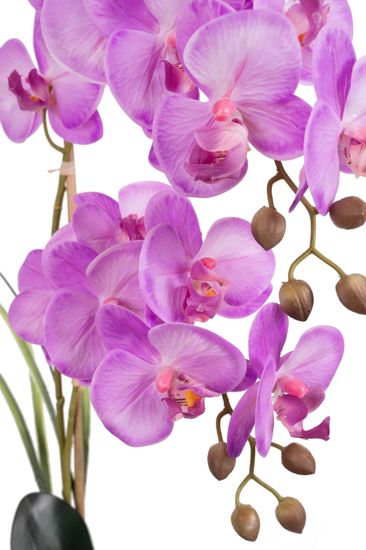 Orhidee artificiala mov deschis cu aspect natural H58 cm cu 2 tulpini