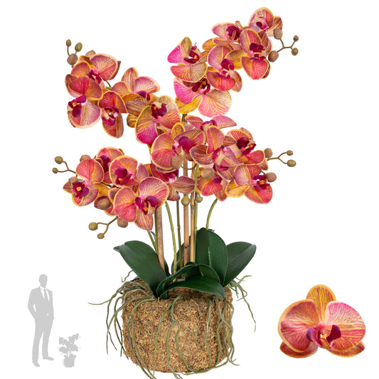 Orhidee artificiala mov deschis cu aspect natural H59 cm cu 6 tulpini