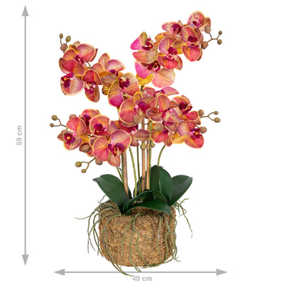 Orhidee artificiala mov deschis cu aspect natural H59 cm cu 6 tulpini