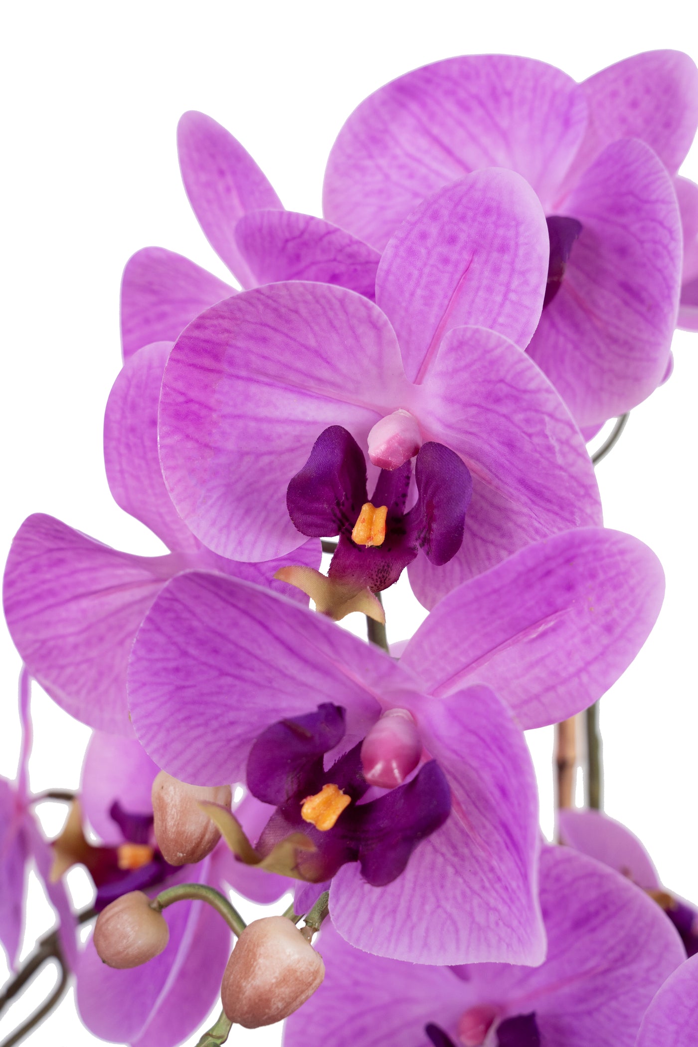 Orhidee artificiala mov intens cu aspect natural H61 cm cu 3 tulpini