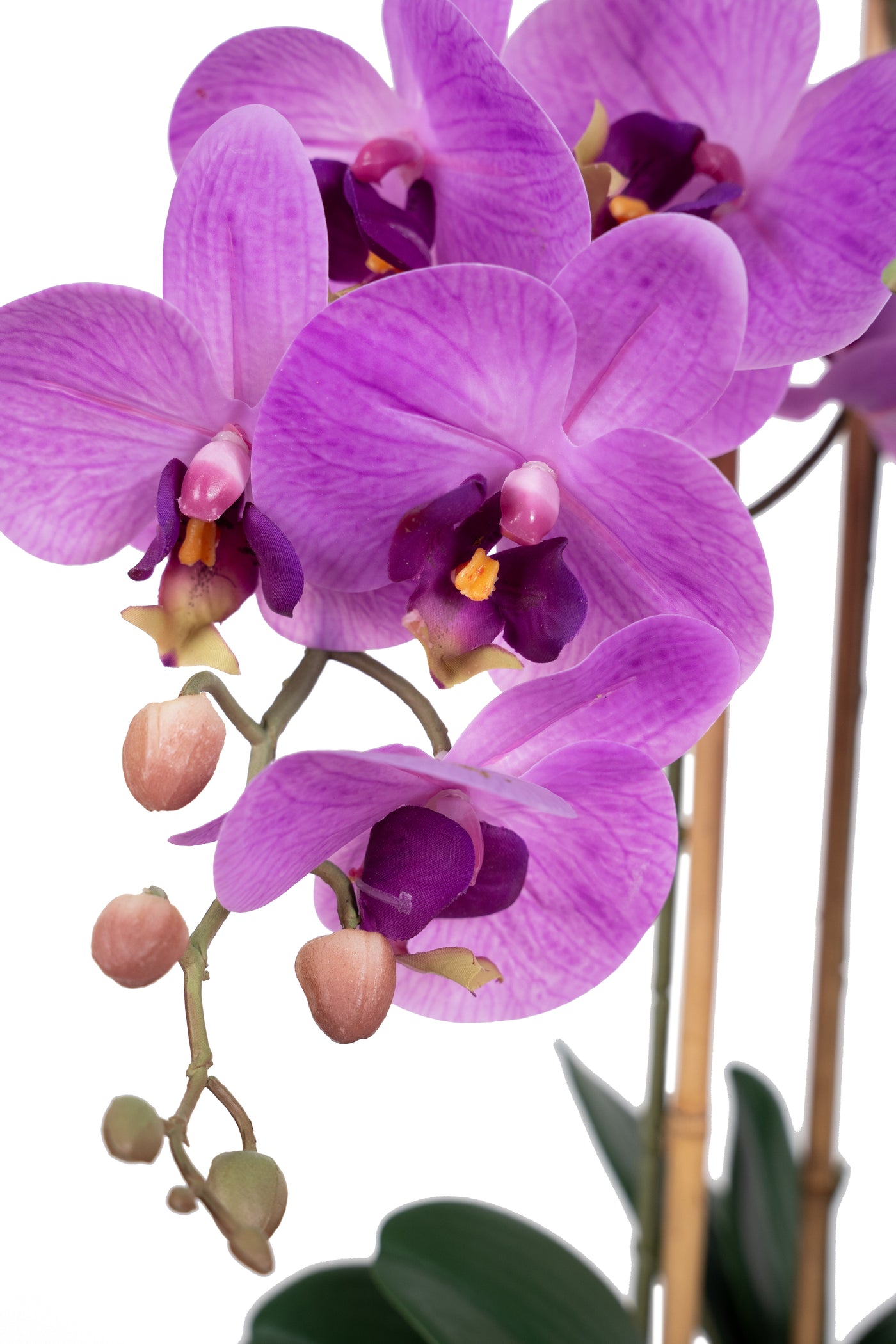 Orhidee artificiala mov intens cu aspect natural H61 cm cu 3 tulpini