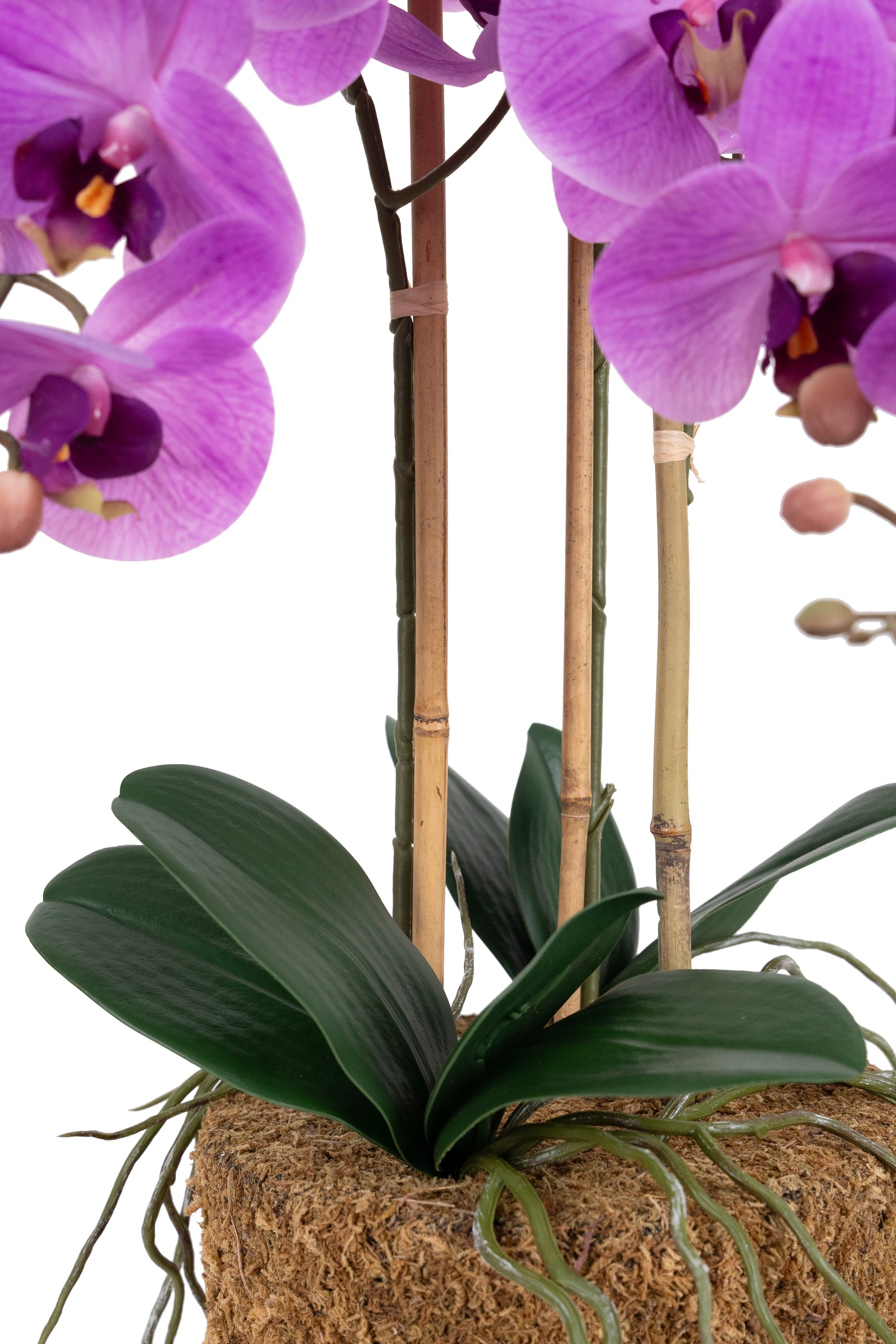 Orhidee artificiala mov intens cu aspect natural H61 cm cu 3 tulpini