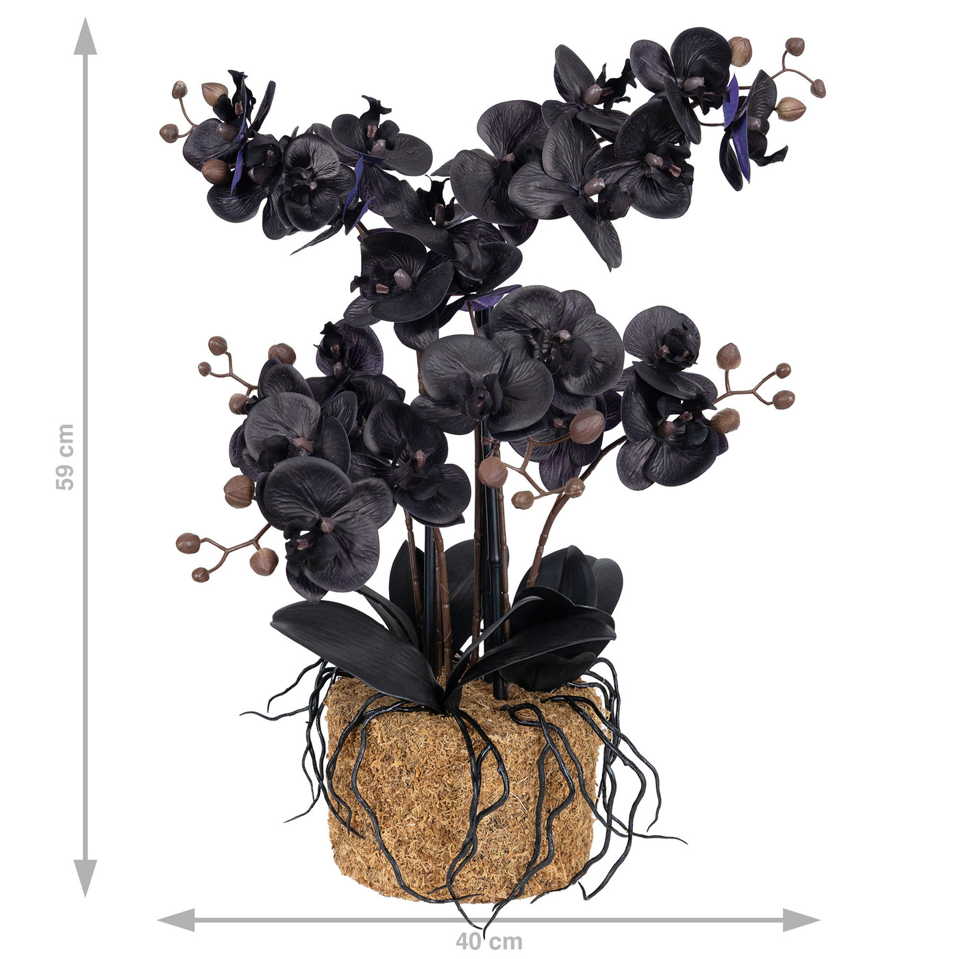 Orhidee artificiala neagra cu aspect natural H59 cm cu 6 tulpini