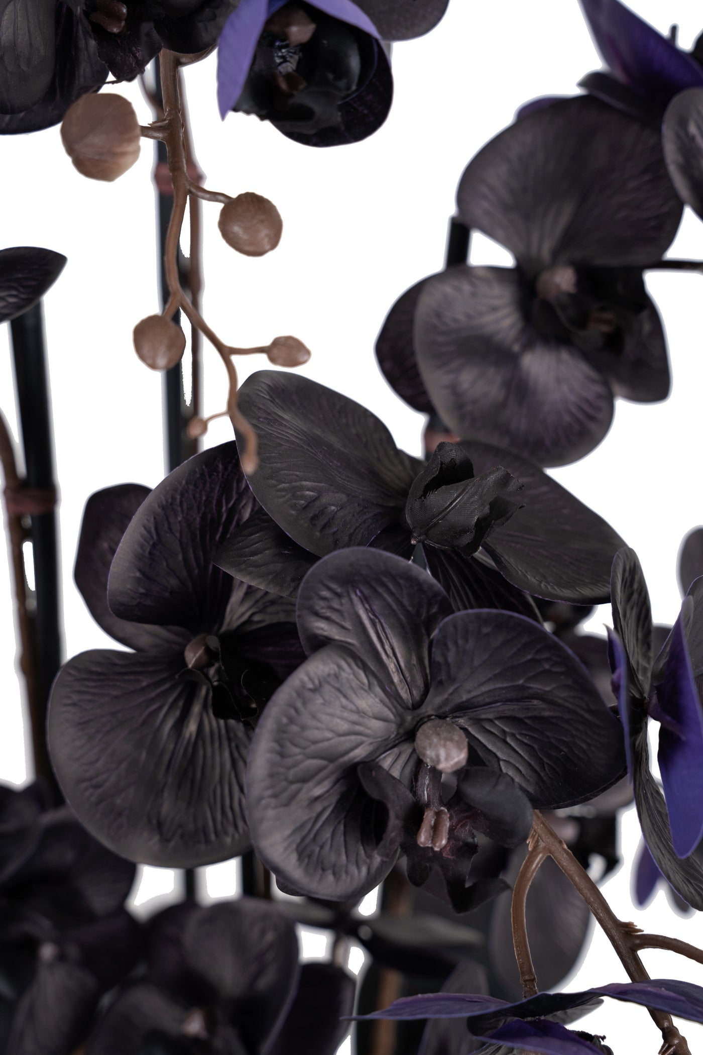 Orhidee artificiala neagra cu aspect natural H76 cm cu 7 tulpini