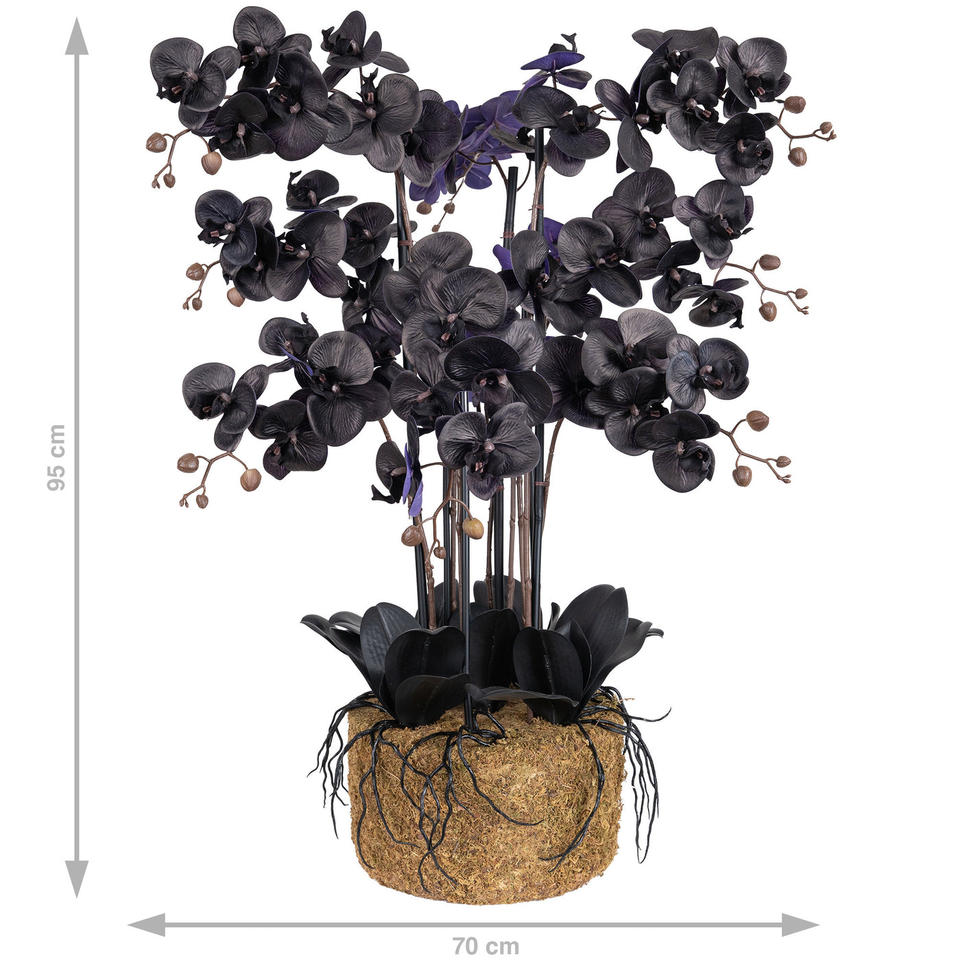Orhidee artificiala neagra cu aspect natural H95 cm cu 9 tulpini