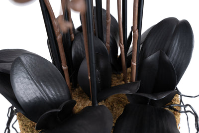 Orhidee artificiala neagra cu aspect natural H95 cm cu 9 tulpini