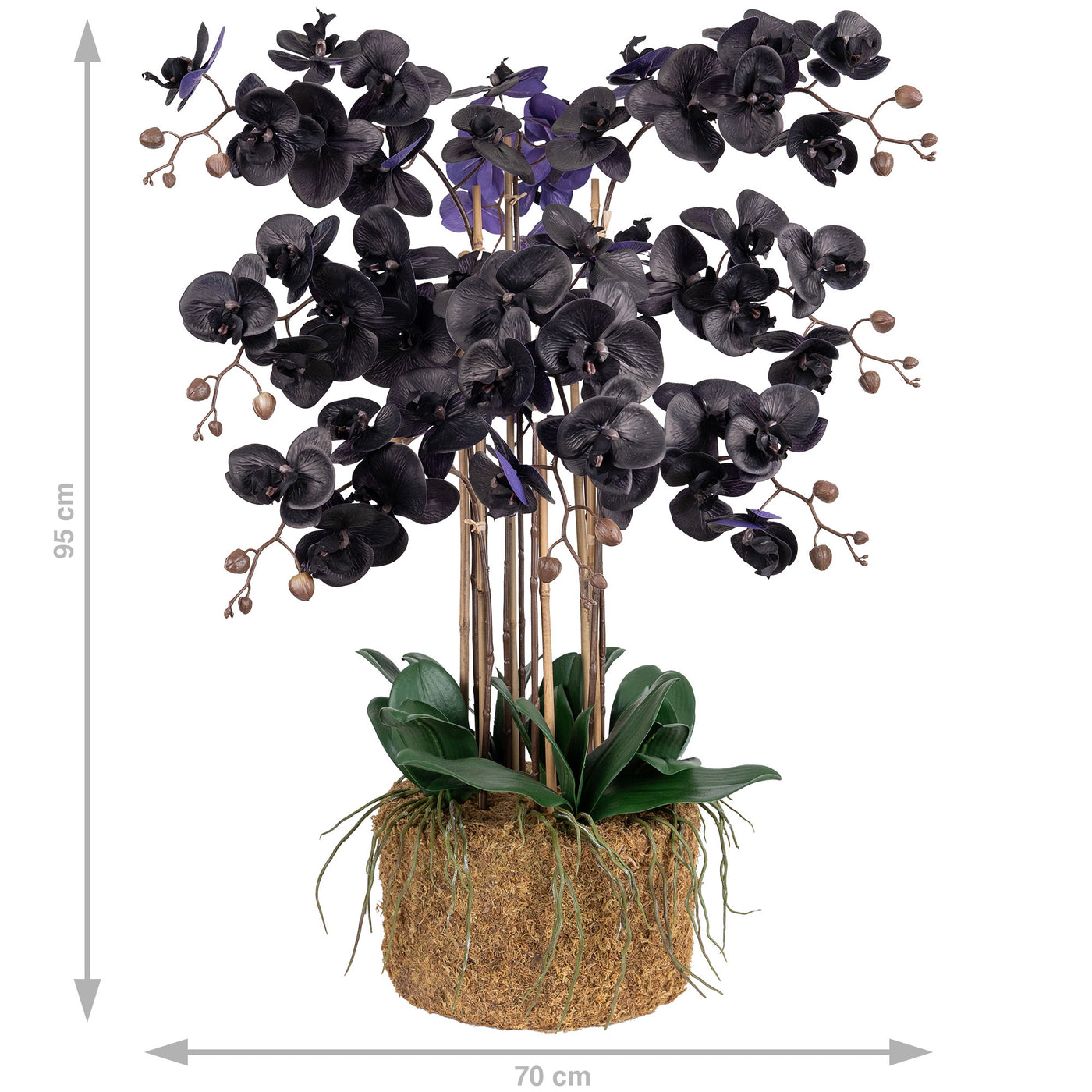 Orhidee artificiala neagra cu aspect natural H95 cm cu 9 tulpini