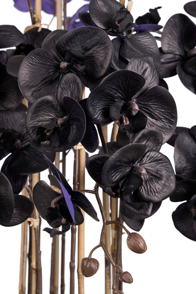 Orhidee artificiala neagra cu aspect natural H95 cm cu 9 tulpini