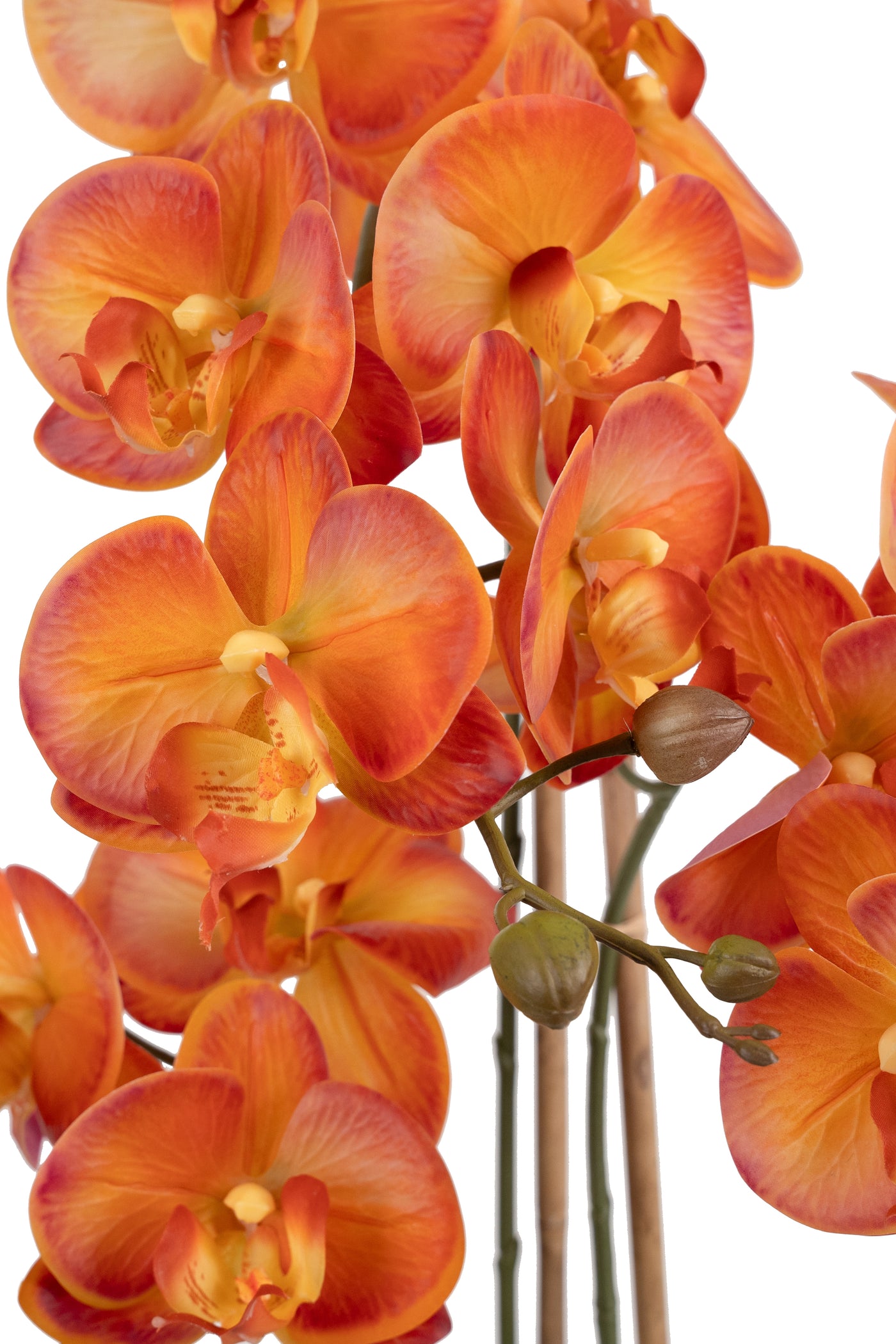 Orhidee artificiala portocaliu cu grena cu aspect natural H65 cm cu 3 tulpini