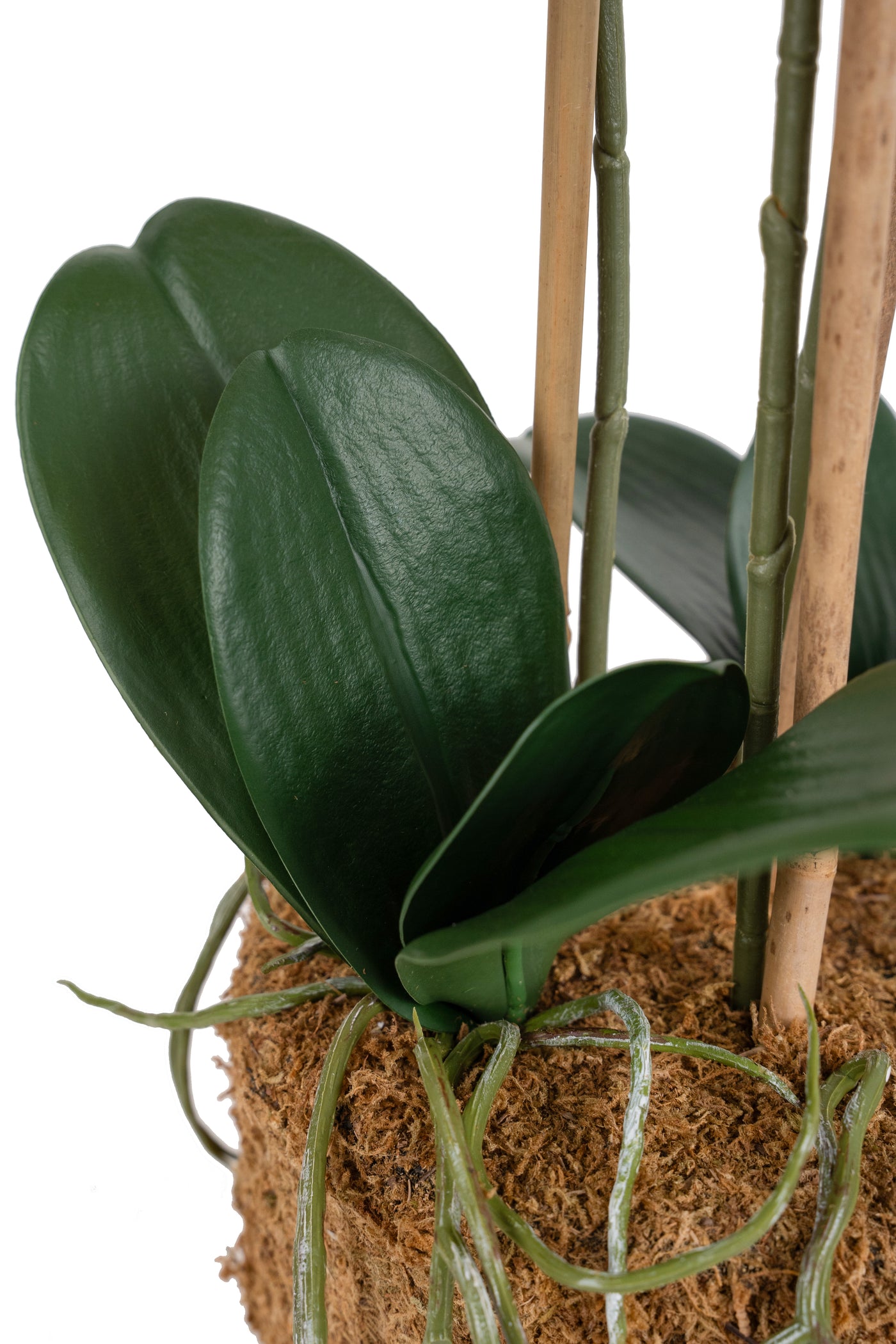 Orhidee artificiala portocaliu cu grena cu aspect natural H65 cm cu 3 tulpini