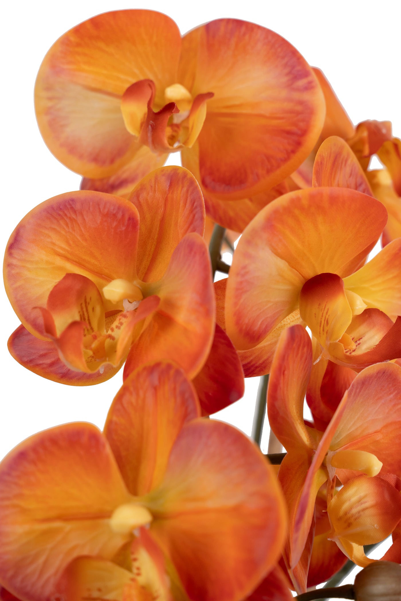 Orhidee artificiala portocaliu cu grena cu aspect natural H65 cm cu 3 tulpini