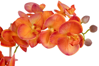 Orhidee artificiala portocaliu cu grena cu aspect natural H69 cm cu 5 tulpini