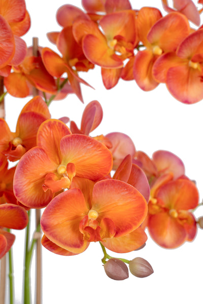 Orhidee artificiala portocaliu cu grena cu aspect natural H69 cm cu 5 tulpini