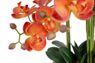 Orhidee artificiala portocaliu cu grena cu aspect natural H80 cm cu 9 tulpini