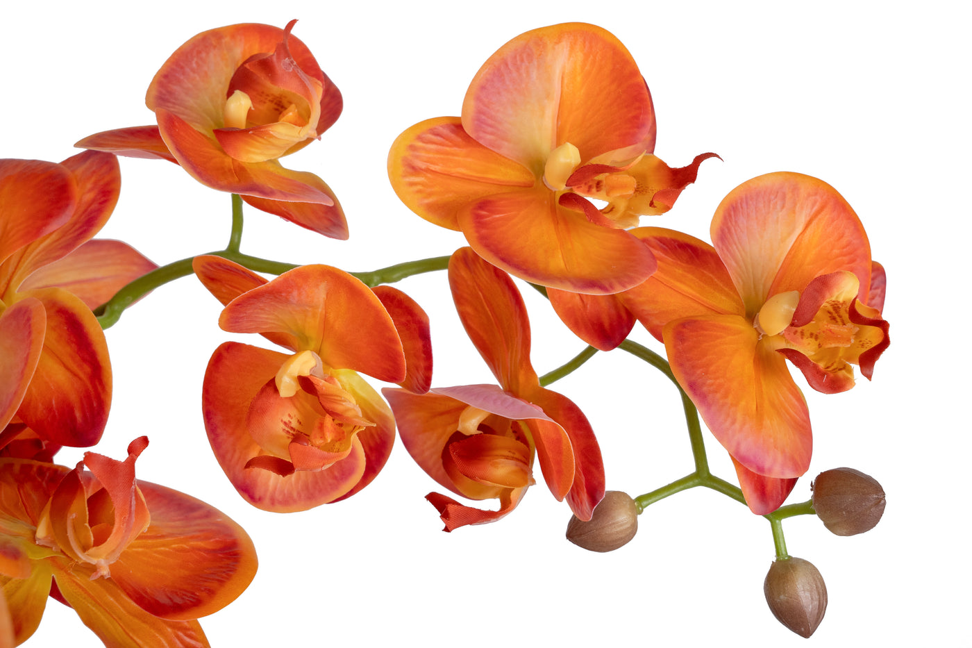 Orhidee artificiala portocaliu cu grena cu aspect natural H80 cm cu 9 tulpini