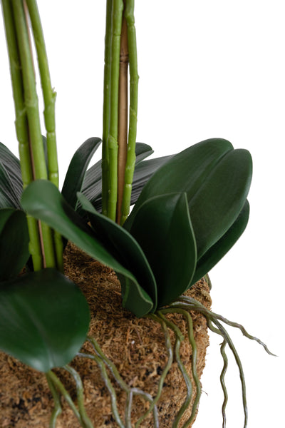 Orhidee artificiala portocaliu cu grena cu aspect natural H80 cm cu 9 tulpini