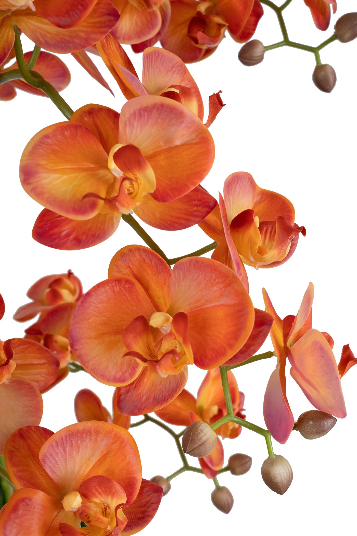 Orhidee artificiala portocaliu cu grena cu aspect natural H80 cm cu 9 tulpini