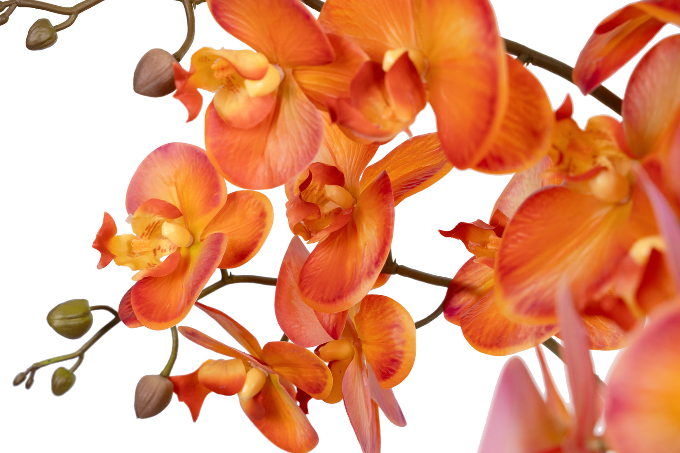 Orhidee artificiala portocaliu cu grena cu aspect natural H85 cm cu 8 tulpini