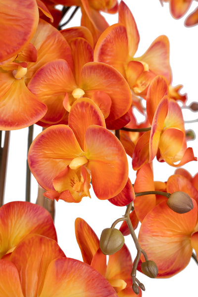 Orhidee artificiala portocaliu cu grena cu aspect natural H85 cm cu 8 tulpini