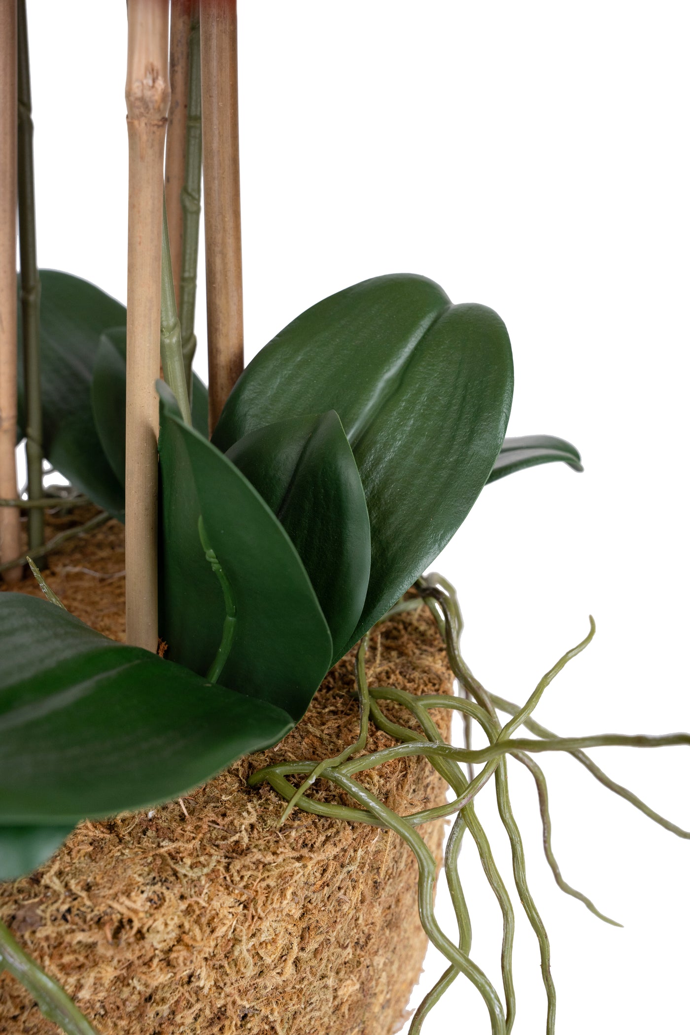 Orhidee artificiala portocaliu cu grena cu aspect natural H85 cm cu 8 tulpini