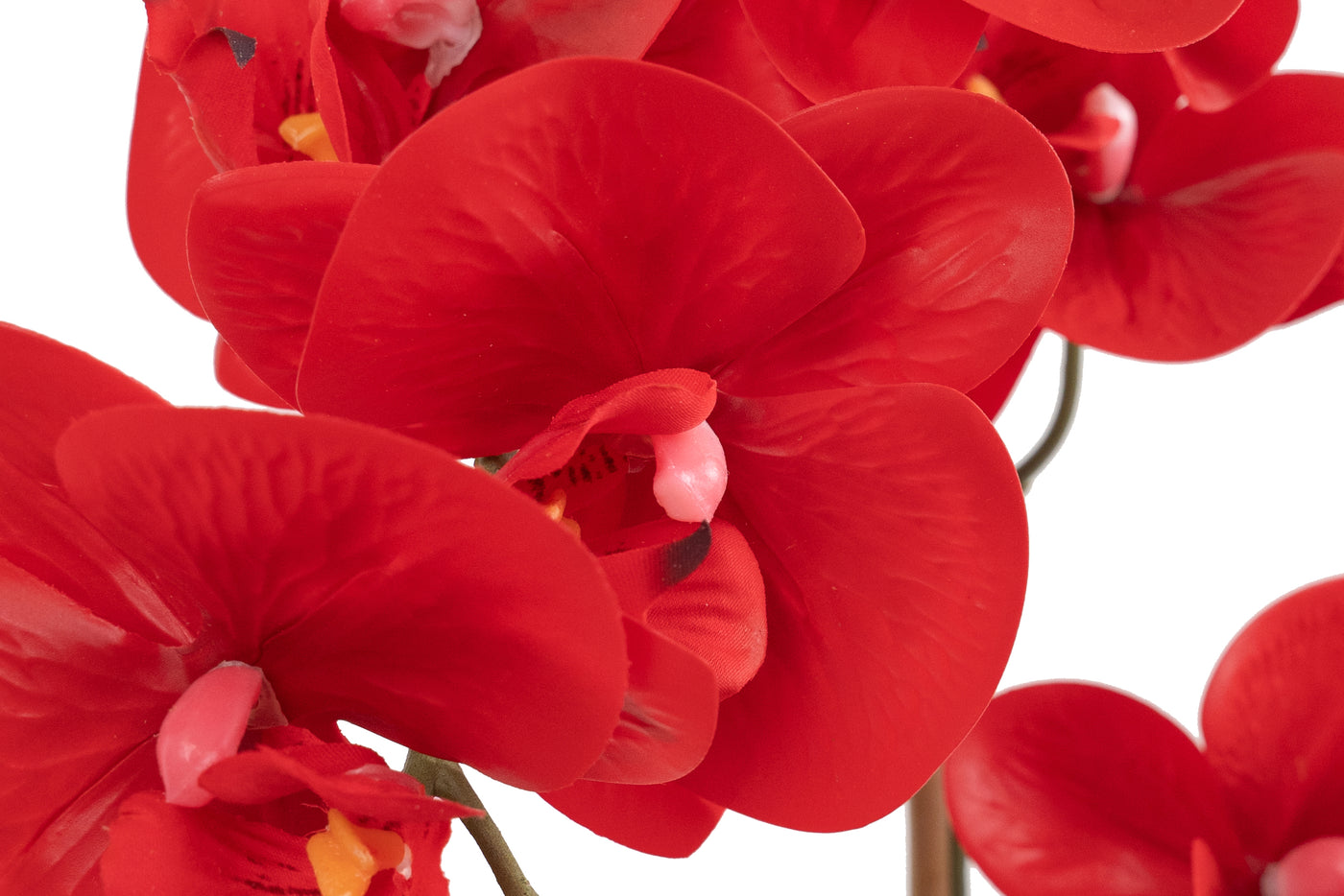 Orhidee artificiala rosie cu aspect natural H52 cm cu 2 tulpini