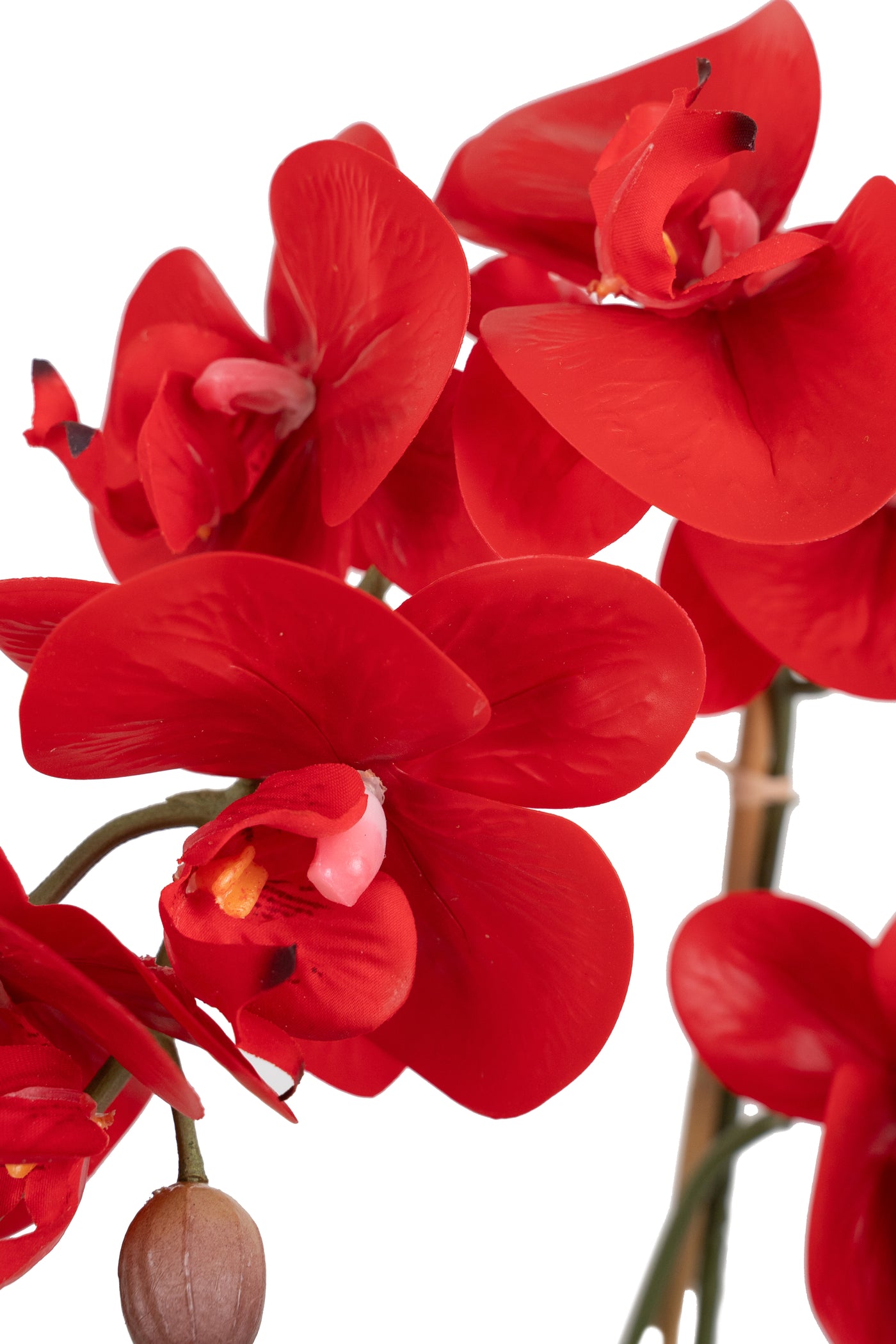 Orhidee artificiala rosie cu aspect natural H52 cm cu 2 tulpini