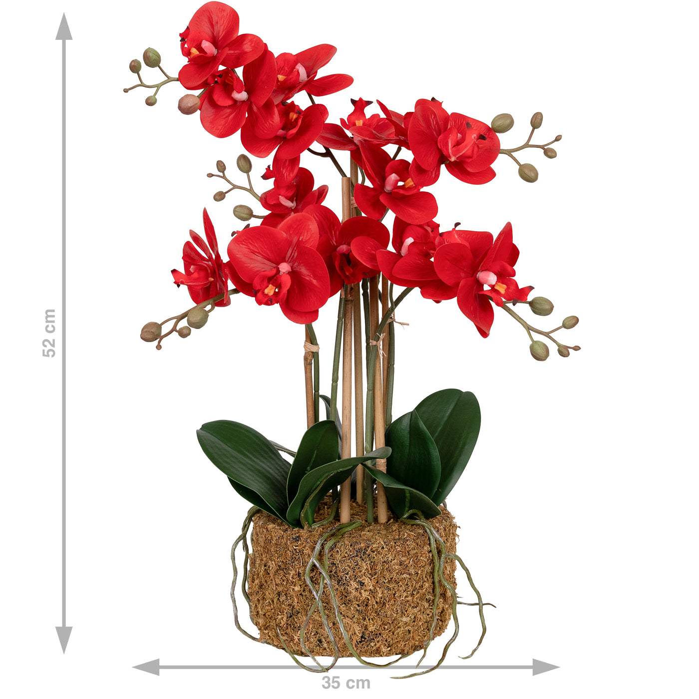 Orhidee artificiala rosie cu aspect natural H52 cm cu 5 tulpini