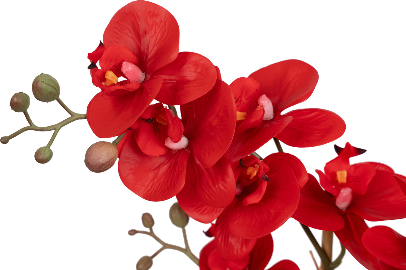 Orhidee artificiala rosie cu aspect natural H52 cm cu 5 tulpini