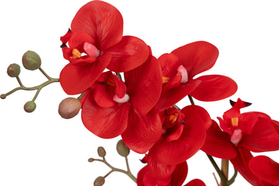 Orhidee artificiala rosie cu aspect natural H52 cm cu 5 tulpini