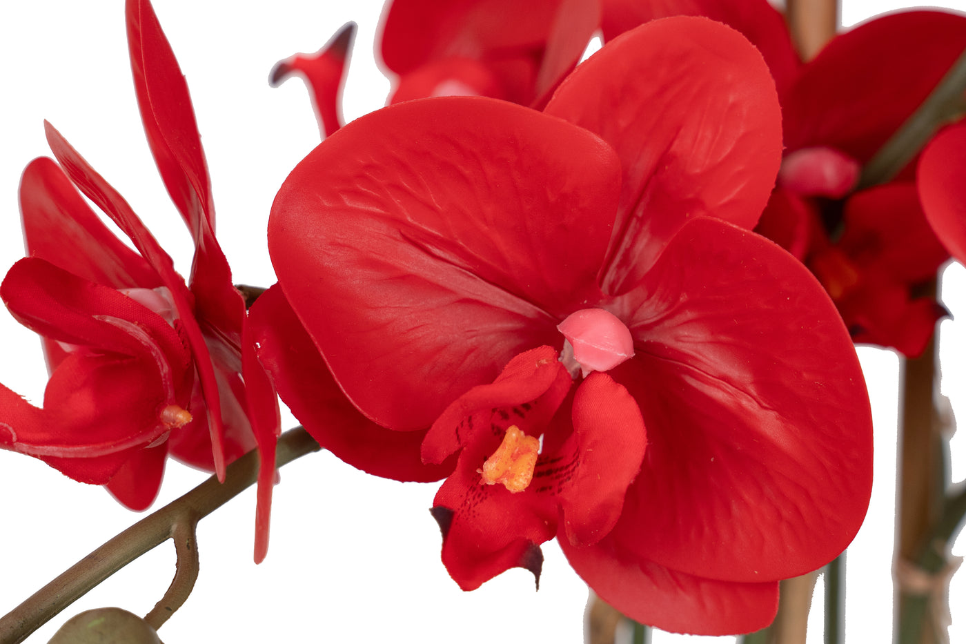 Orhidee artificiala rosie cu aspect natural H52 cm cu 5 tulpini