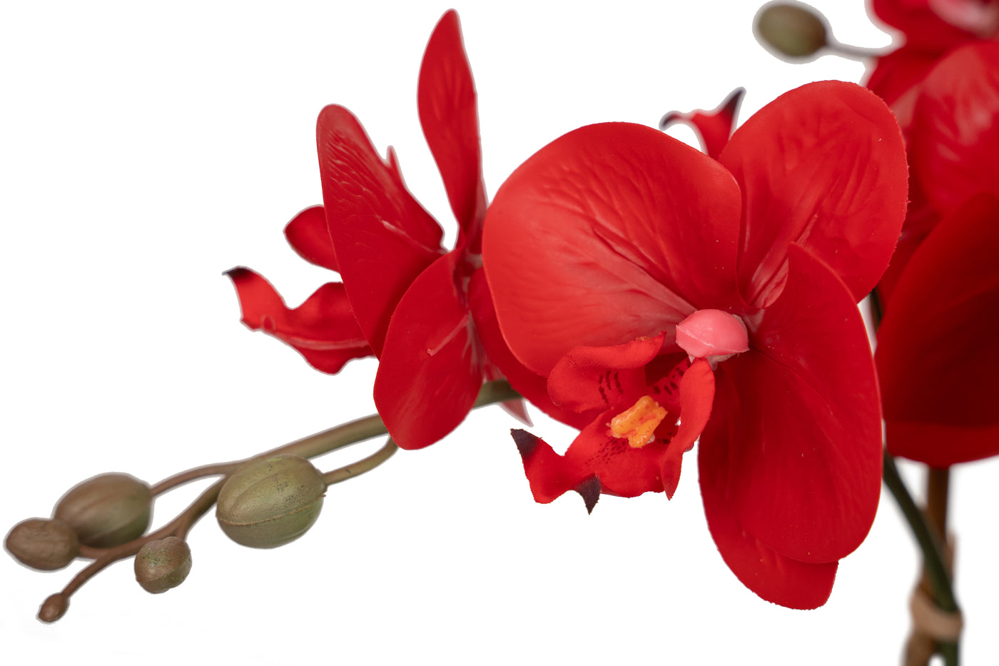 Orhidee artificiala rosie cu aspect natural H52 cm cu 5 tulpini