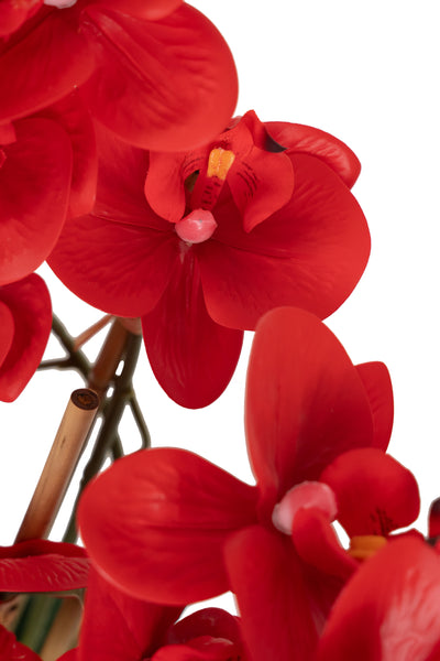 Orhidee artificiala rosie cu aspect natural H52 cm cu 5 tulpini