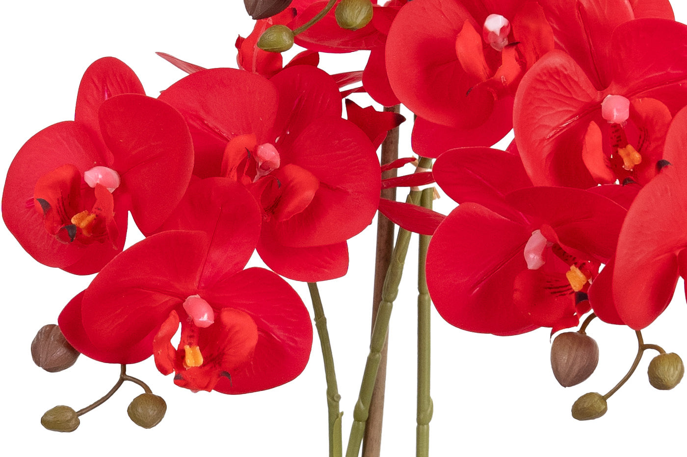 Orhidee artificiala rosie cu aspect natural H61 cm cu 3 tulpini