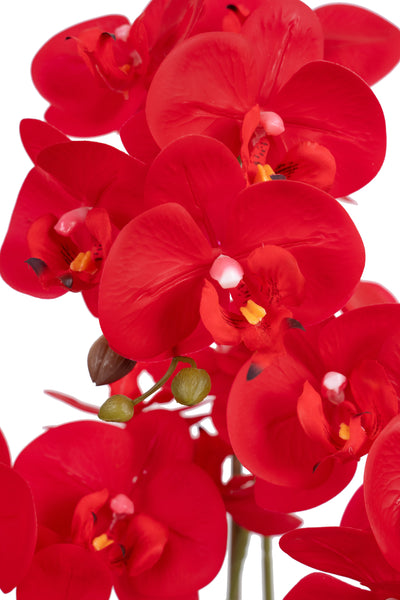 Orhidee artificiala rosie cu aspect natural H61 cm cu 3 tulpini