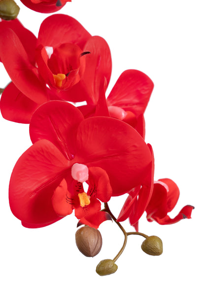 Orhidee artificiala rosie cu aspect natural H61 cm cu 3 tulpini