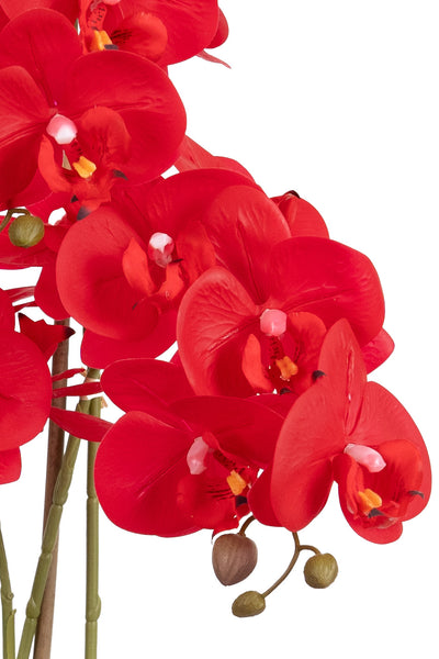 Orhidee artificiala rosie cu aspect natural H61 cm cu 3 tulpini