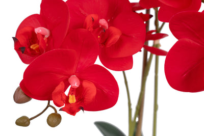 Orhidee artificiala rosie cu aspect natural H61 cm cu 3 tulpini