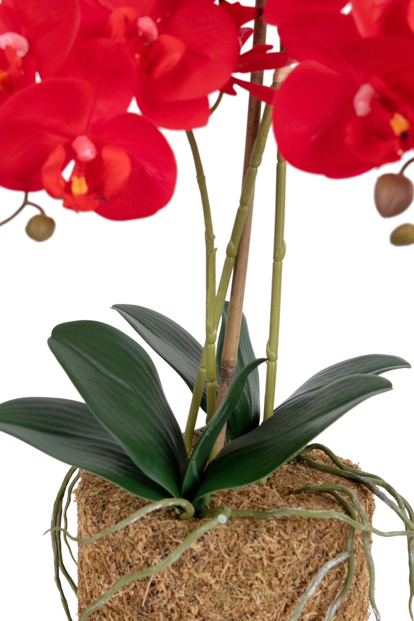 Orhidee artificiala rosie cu aspect natural H61 cm cu 3 tulpini