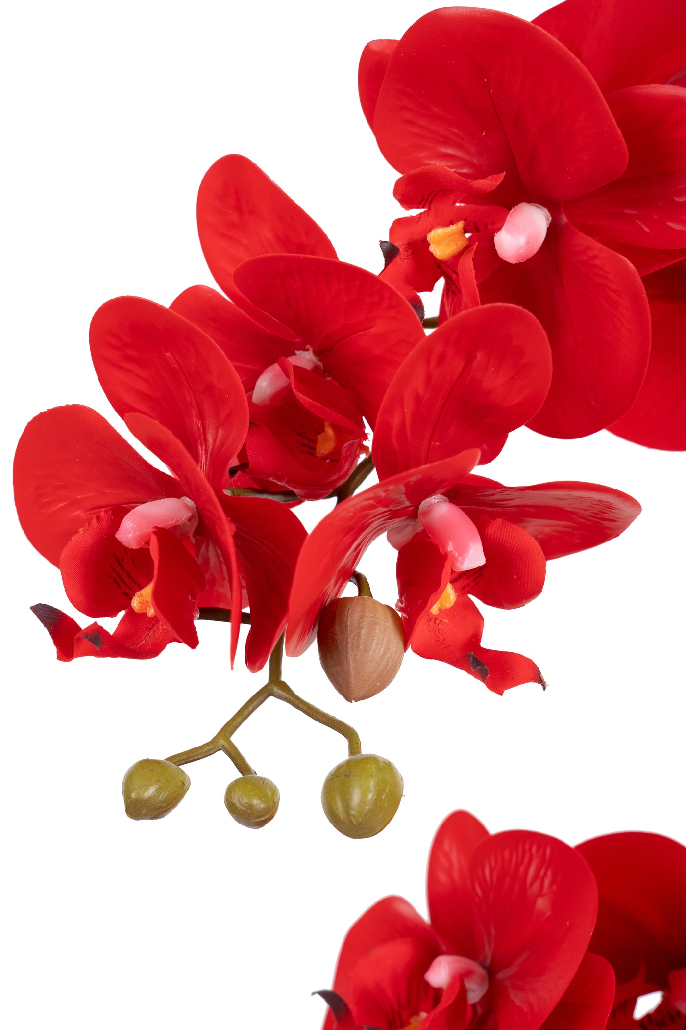 Orhidee artificiala rosie cu aspect natural H62 cm cu 6 tulpini