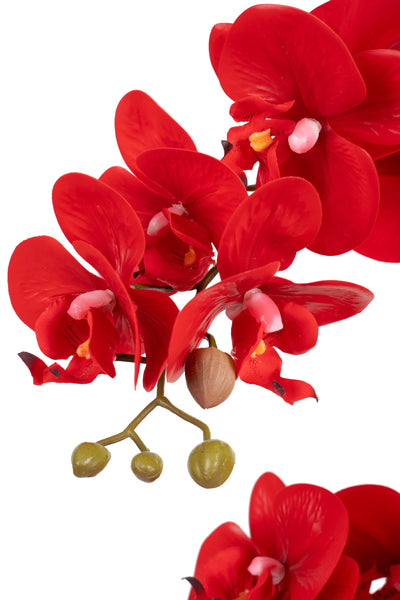 Orhidee artificiala rosie cu aspect natural H62 cm cu 6 tulpini