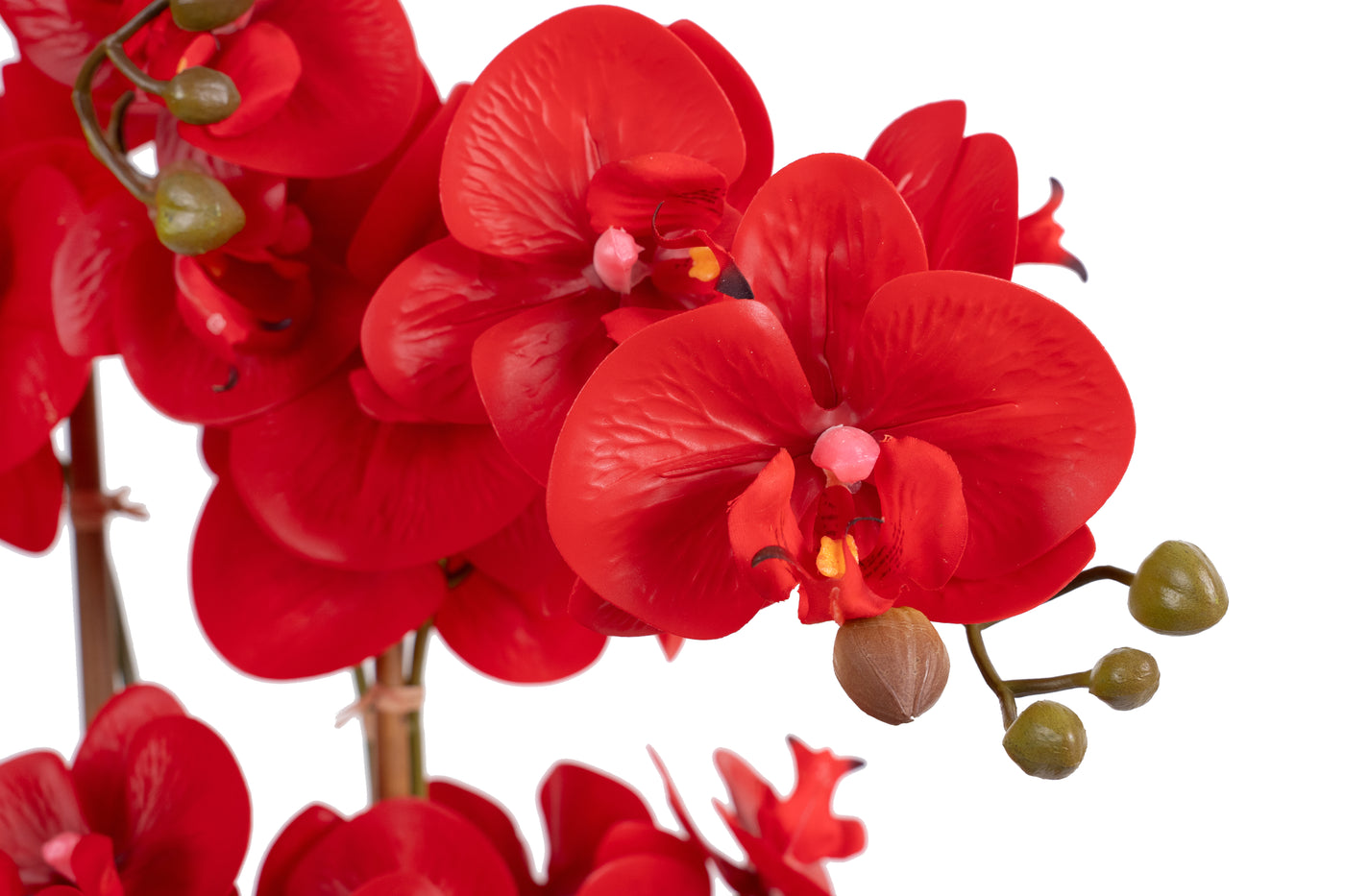 Orhidee artificiala rosie cu aspect natural H62 cm cu 6 tulpini