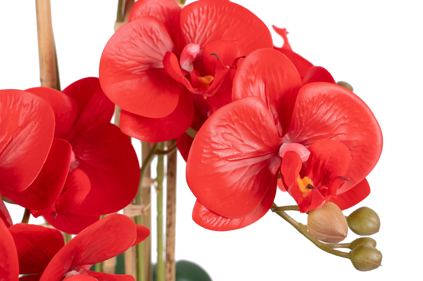 Orhidee artificiala rosie cu aspect natural H62 cm cu 6 tulpini