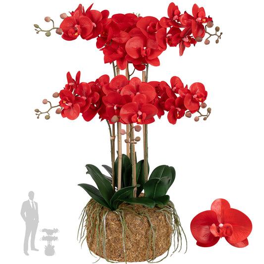 Orhidee artificiala rosie cu aspect natural H72 cm cu 6 tulpini