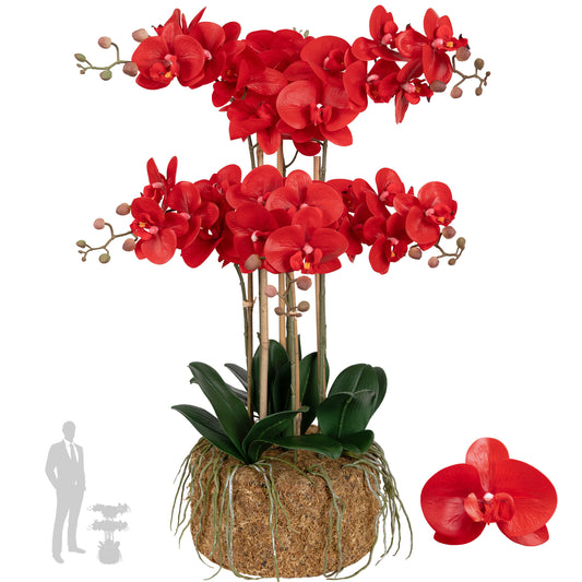 Orhidee artificiala rosie cu aspect natural H72 cm cu 6 tulpini