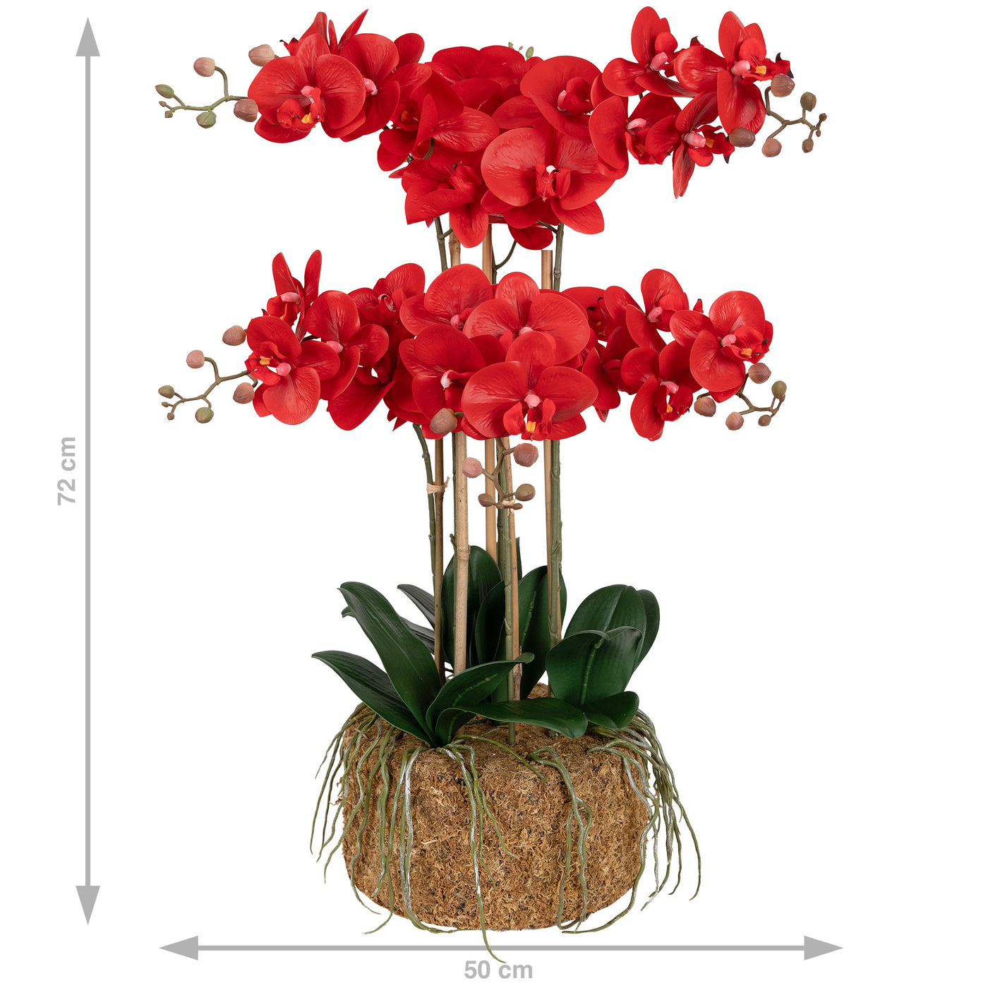 Orhidee artificiala rosie cu aspect natural H72 cm cu 6 tulpini