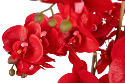 Orhidee artificiala rosie cu aspect natural H85 cm cu 9 tulpini