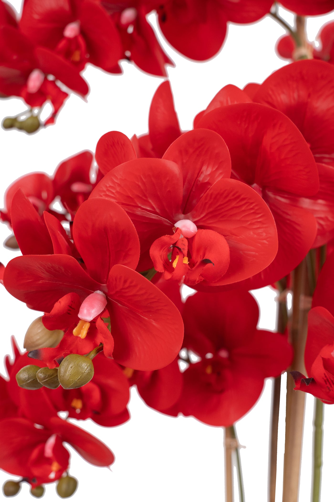 Orhidee artificiala rosie cu aspect natural H85 cm cu 9 tulpini